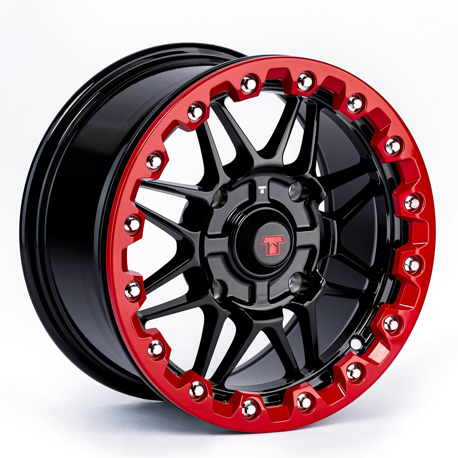 Terache Beadlock Ultra Light Wheel | 14x7 4/137 ATV/UTV Black & Red
