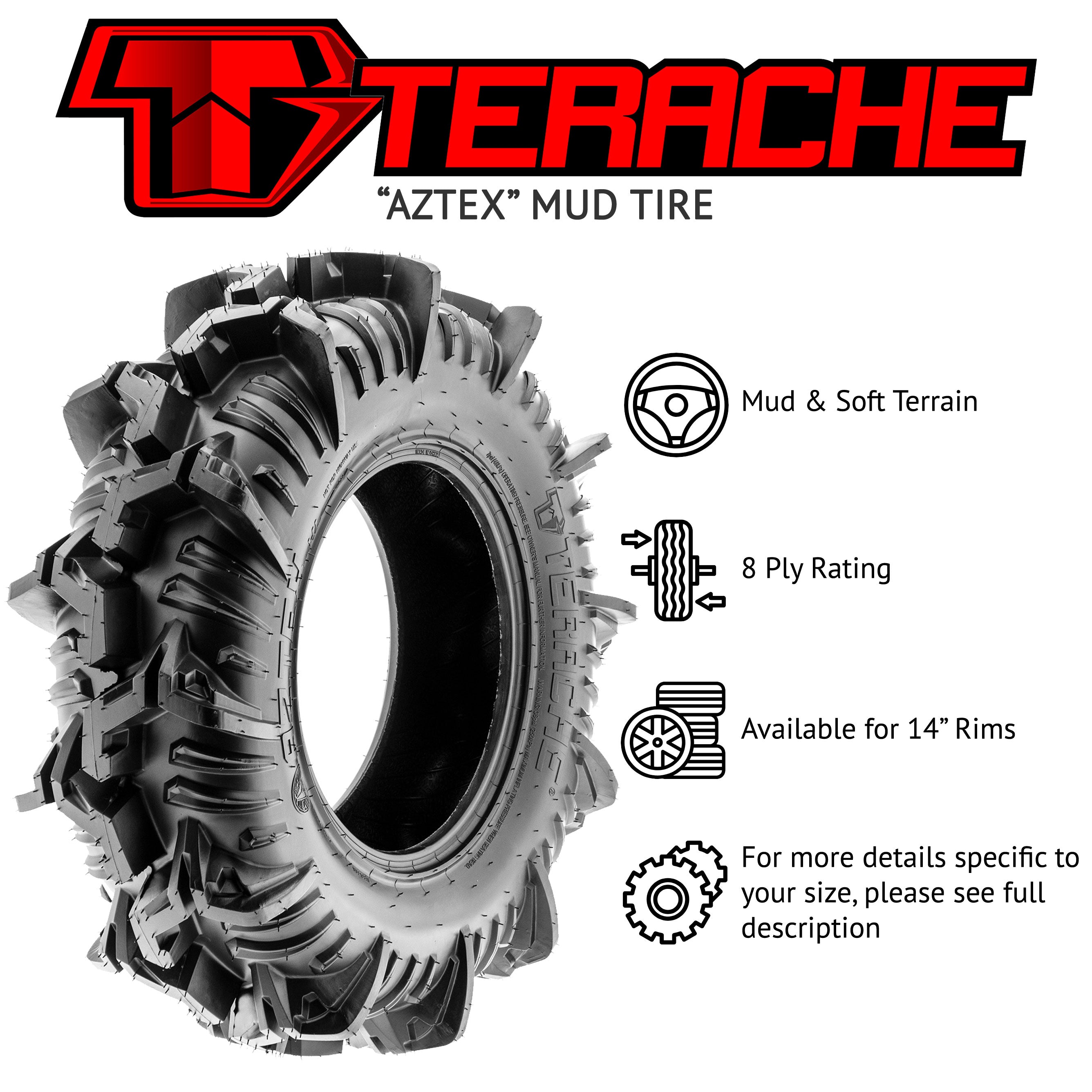 Terache Aztex XL | Lightweight ATV/UTV Mud Tire with